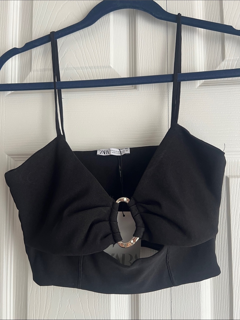 ZARA Black Ring-Front Cropped Cami